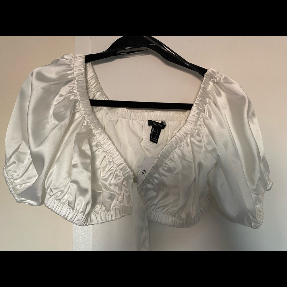 Satin White Crop Top